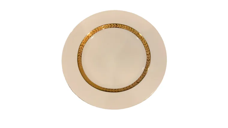 Off-White Plate with Gold Leaf Trim - Dinner