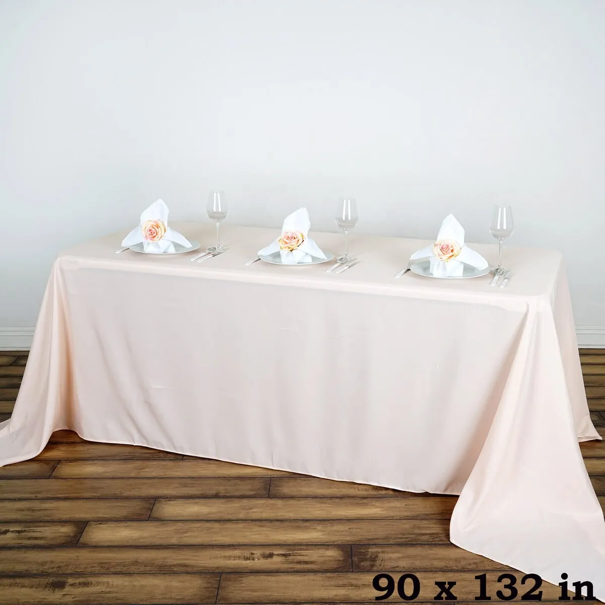 90"x132" Blush Polyester Tablecloth