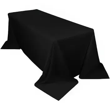 90"x156" Black Polyester Tablecloth