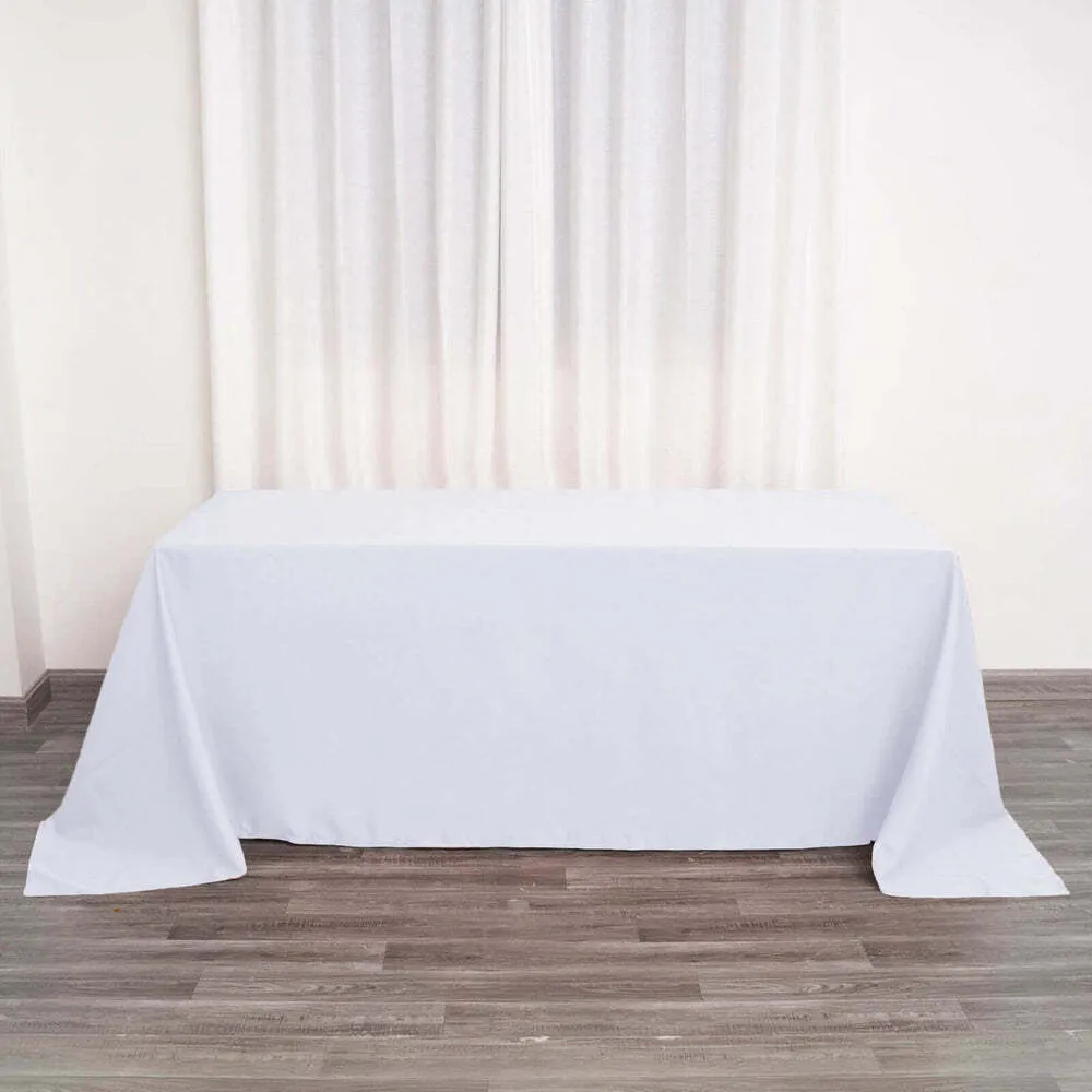 90"x132" White Polyester Tablecloth