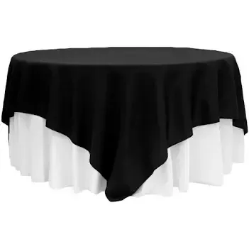 90"x90" Black Polyester Square Table Overlay