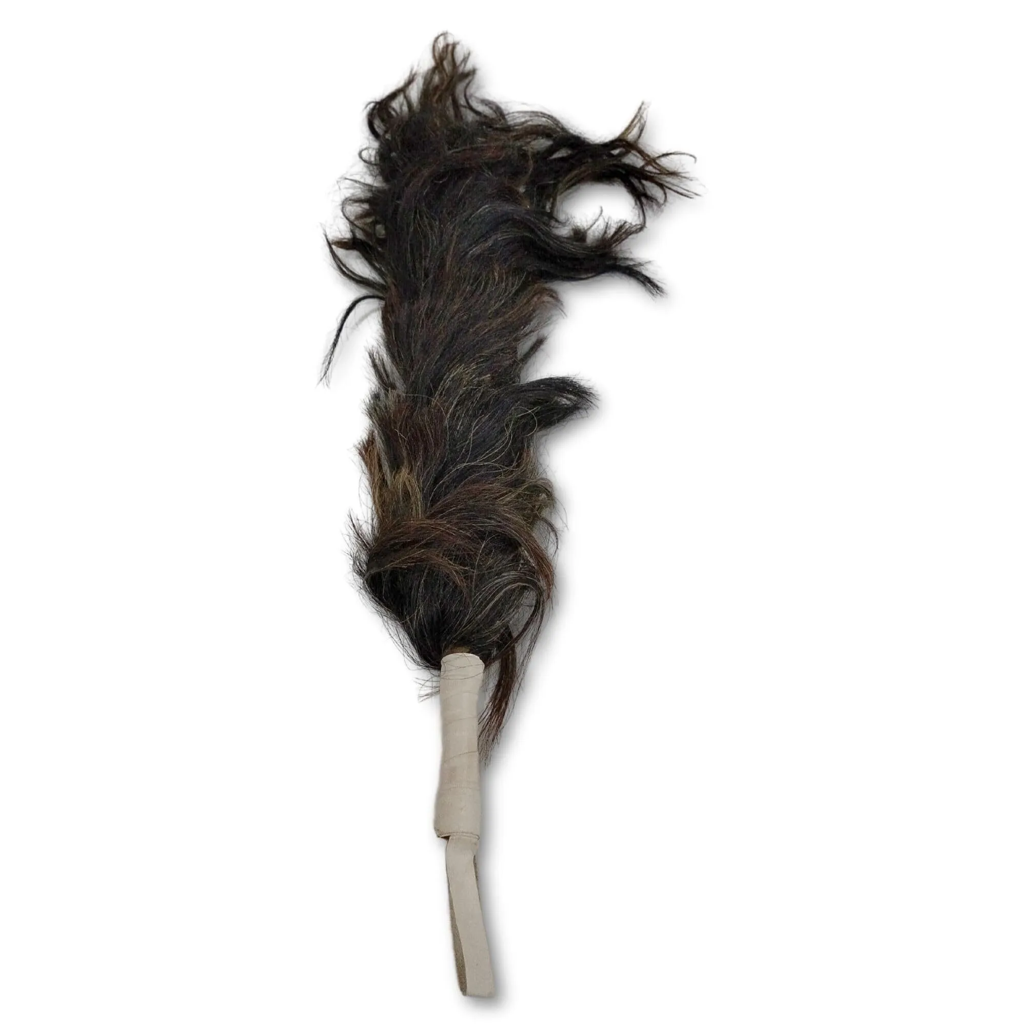 Handmade Royal Hair Staff | Traditional African Figural Horsetail Whisk (Irukere, Nza) (Black)