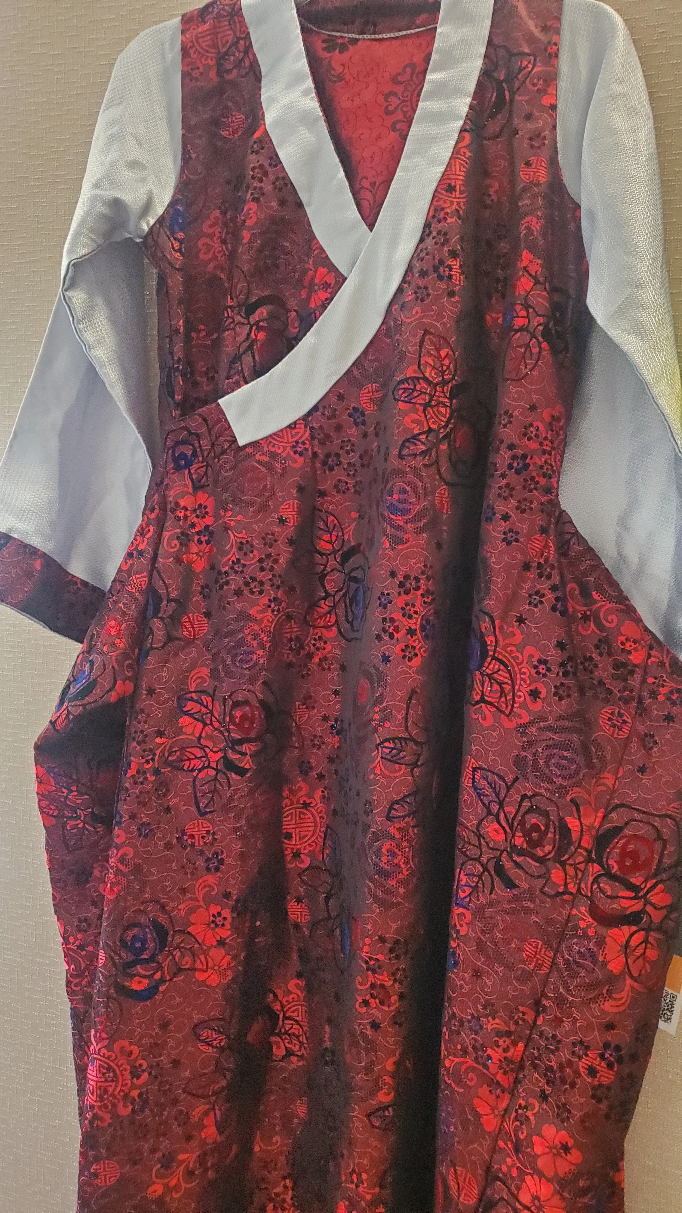 Red & Grey Floral Pattern Dress