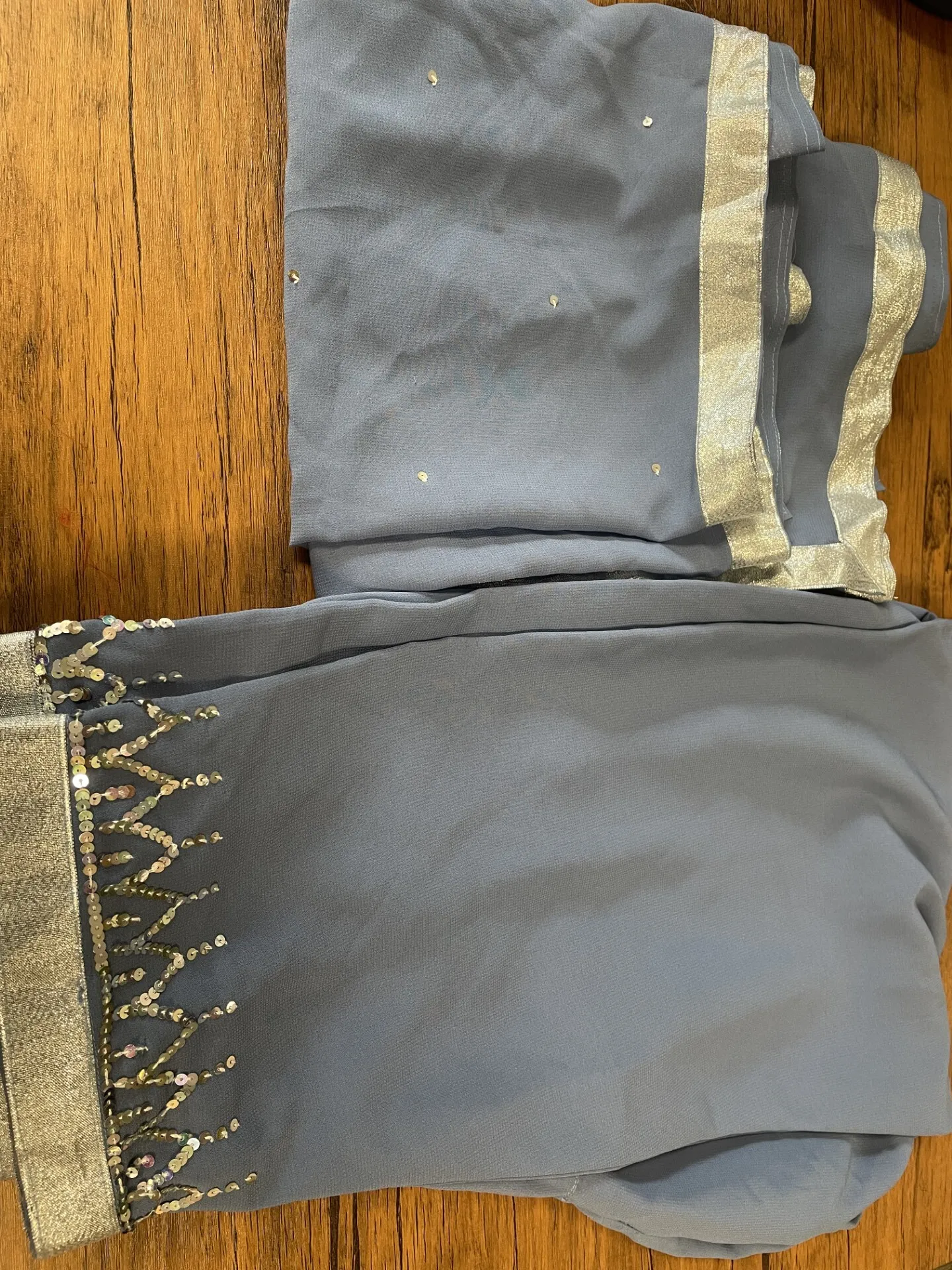 Blue Sequin Shawl and Pants