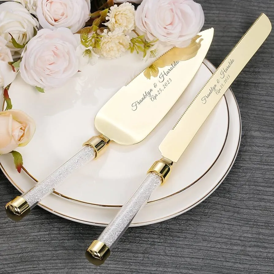 Gold Cake Lifter and Knife