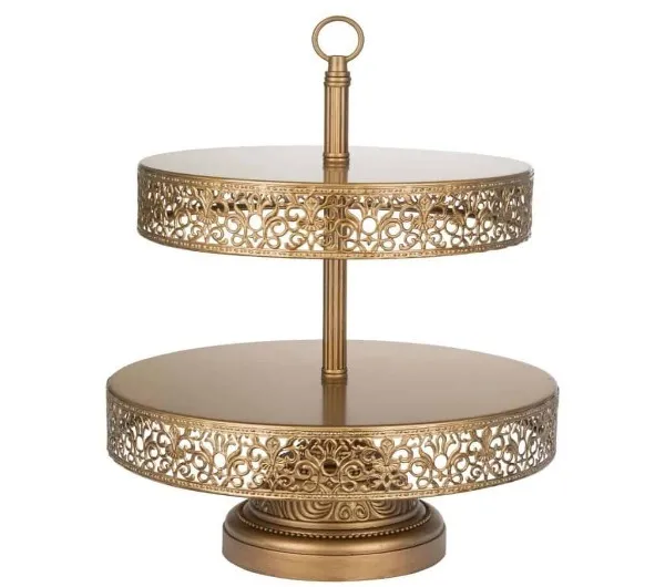 2 Tier Gold Display Vintage Cupcake Stand