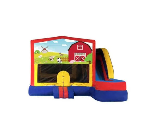 Farm Animals Medium External Slide Combo Jumping Castle