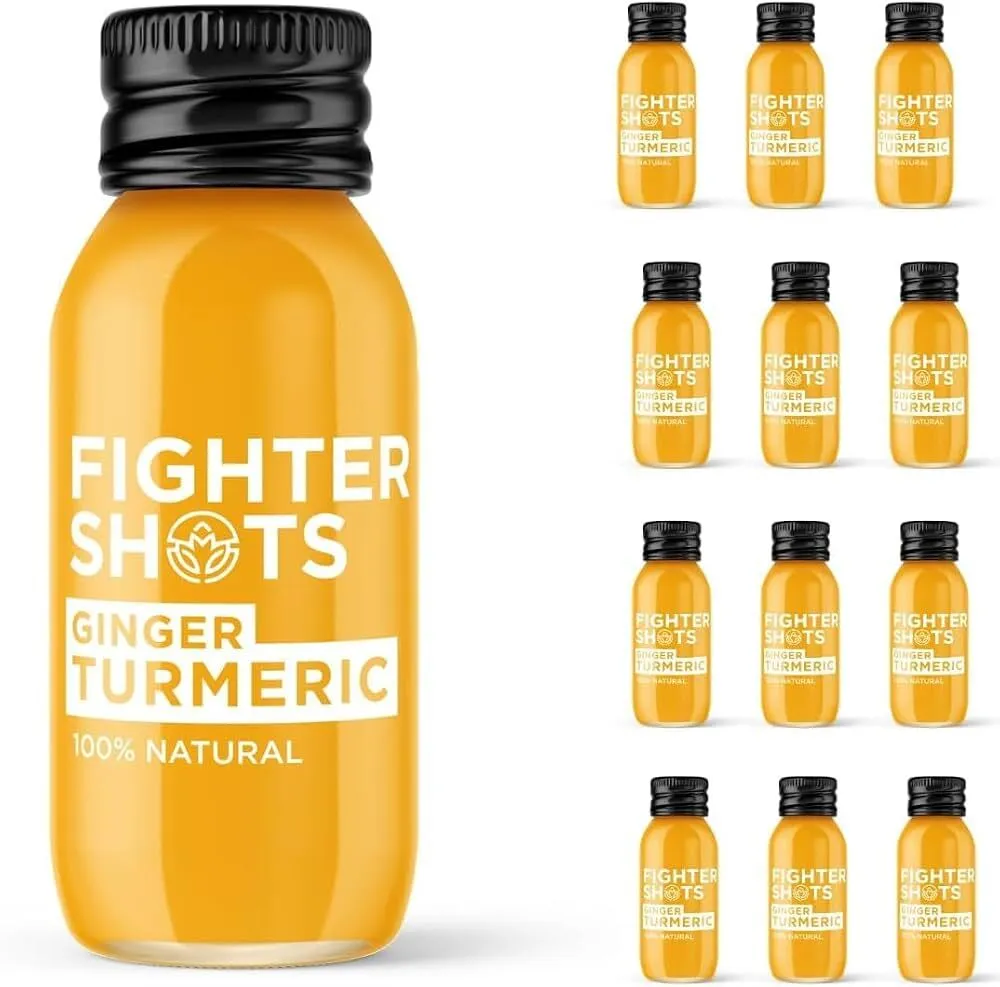 FIGHTER SHOTS  Ginger + Turmeric (Glass Bottle 12 Pack 60 ml)