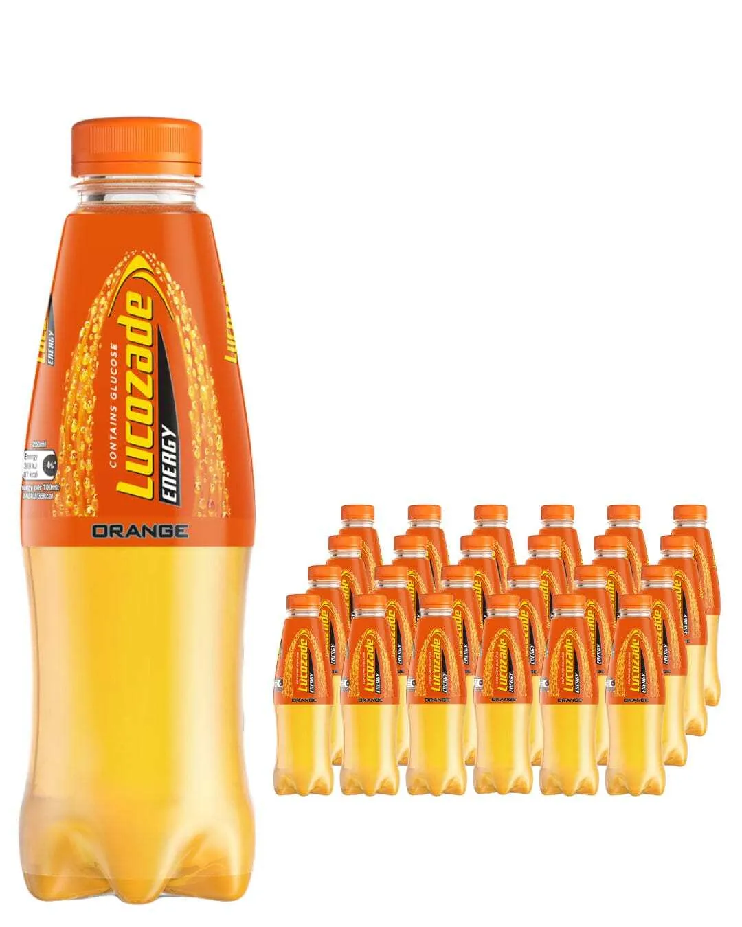 Lucozade Original Orange Sparkling 24 Pack (500ml Plastic Bottle)