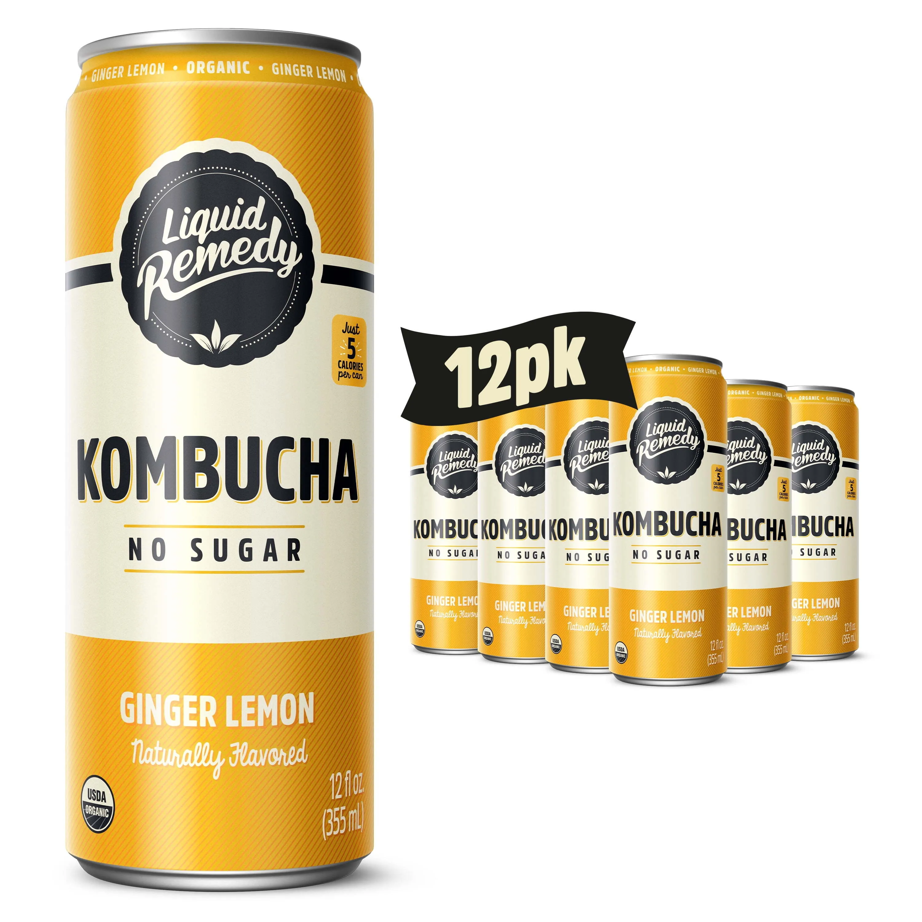 Remedy Kombucha Ginger Lemon 12 Pack (Can)