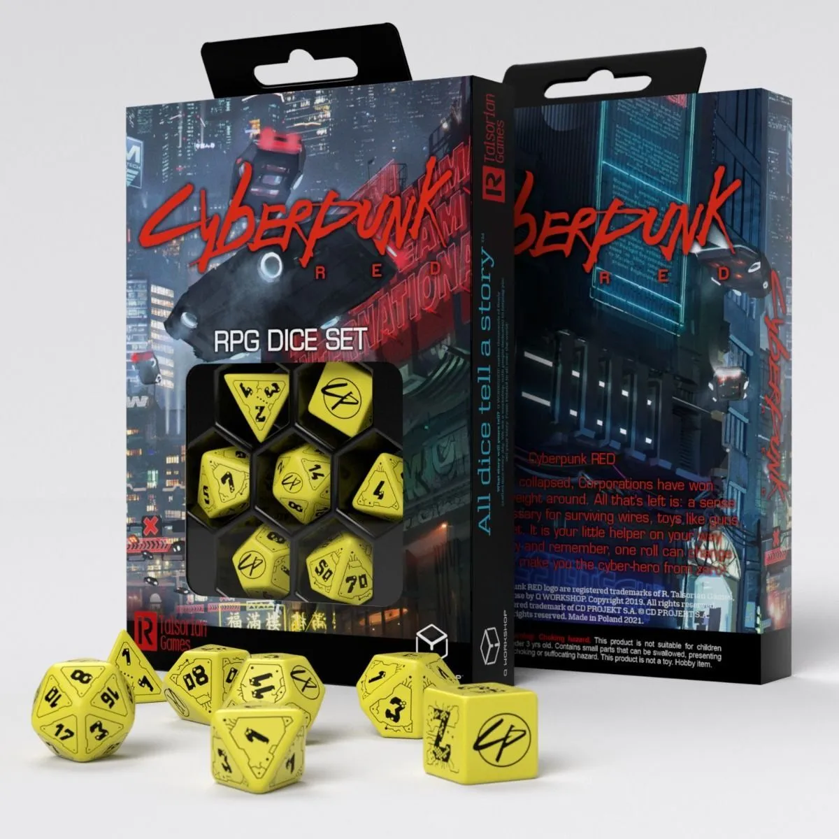 Cyberpunk Red Dice Set: Danger Zone Dice Set 7 (Q Workshop)