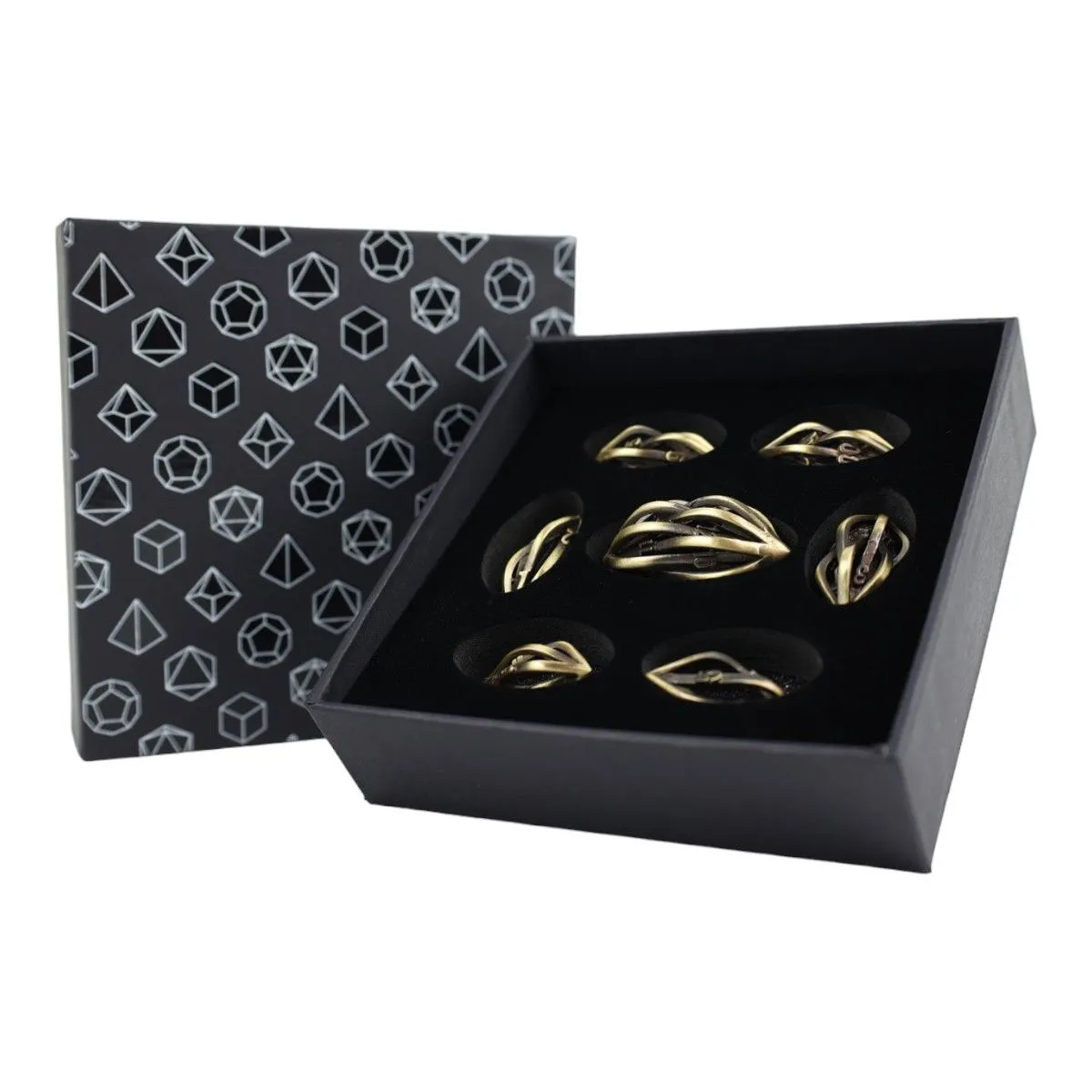 Hollow Elliptic RPG Dice Set - Tarnished Gold (LPG)
