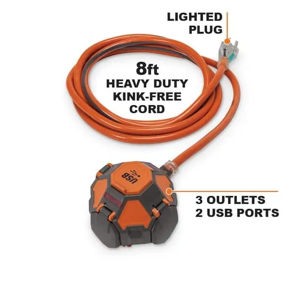 Ridgid 3-Outlet Power Ball with USB