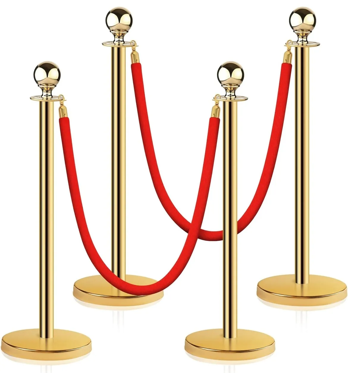 Red Rope Stainless Steel Gold Stanchion