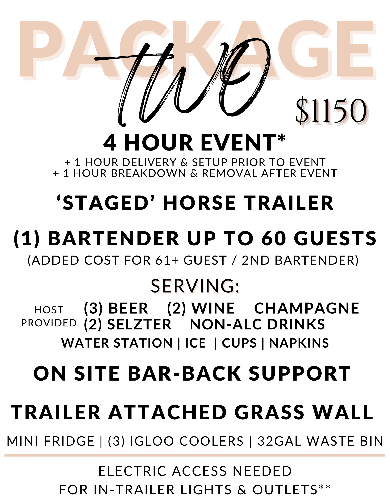 Horse Trailer Mobile Bar Package #2