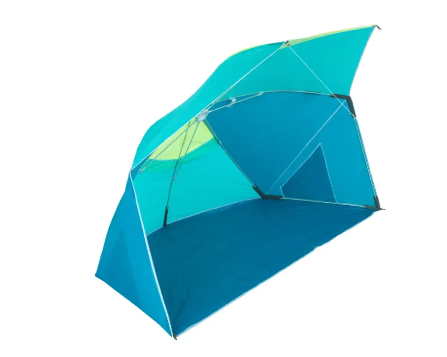 Beach tent/ umbrella for babies, one hand using system + sand toys