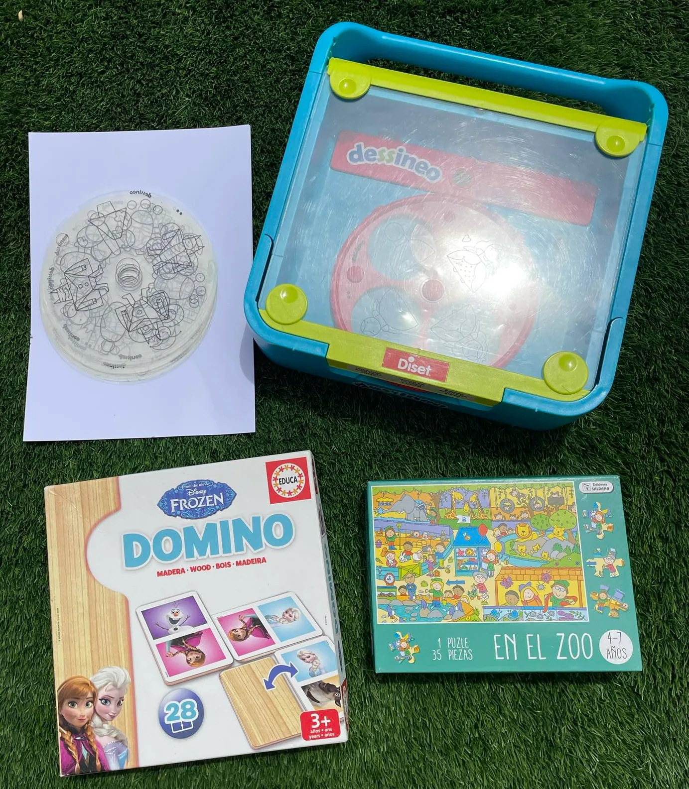 Toys set 7: Domino, puzzle and learn to draw set - 28 patterns (white paper 30pcs & pencil include)