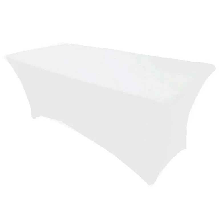 8FT Fitted White Spandex Tablecloth
