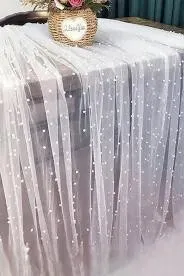 Pink and Pearl Tulle Table Runner/Tablecloth