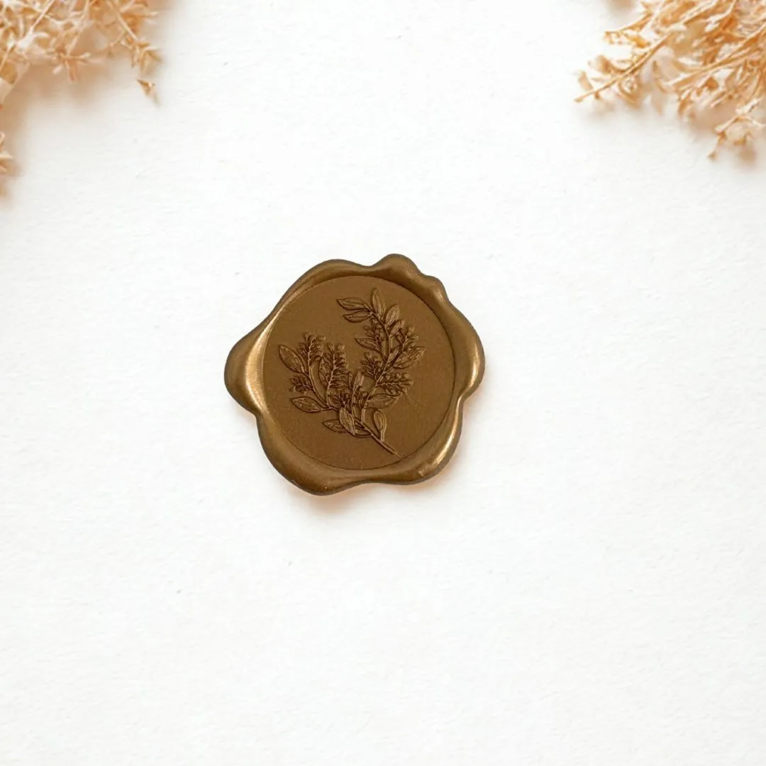 Gold Floral Wax Seal Stickers (10 pack)