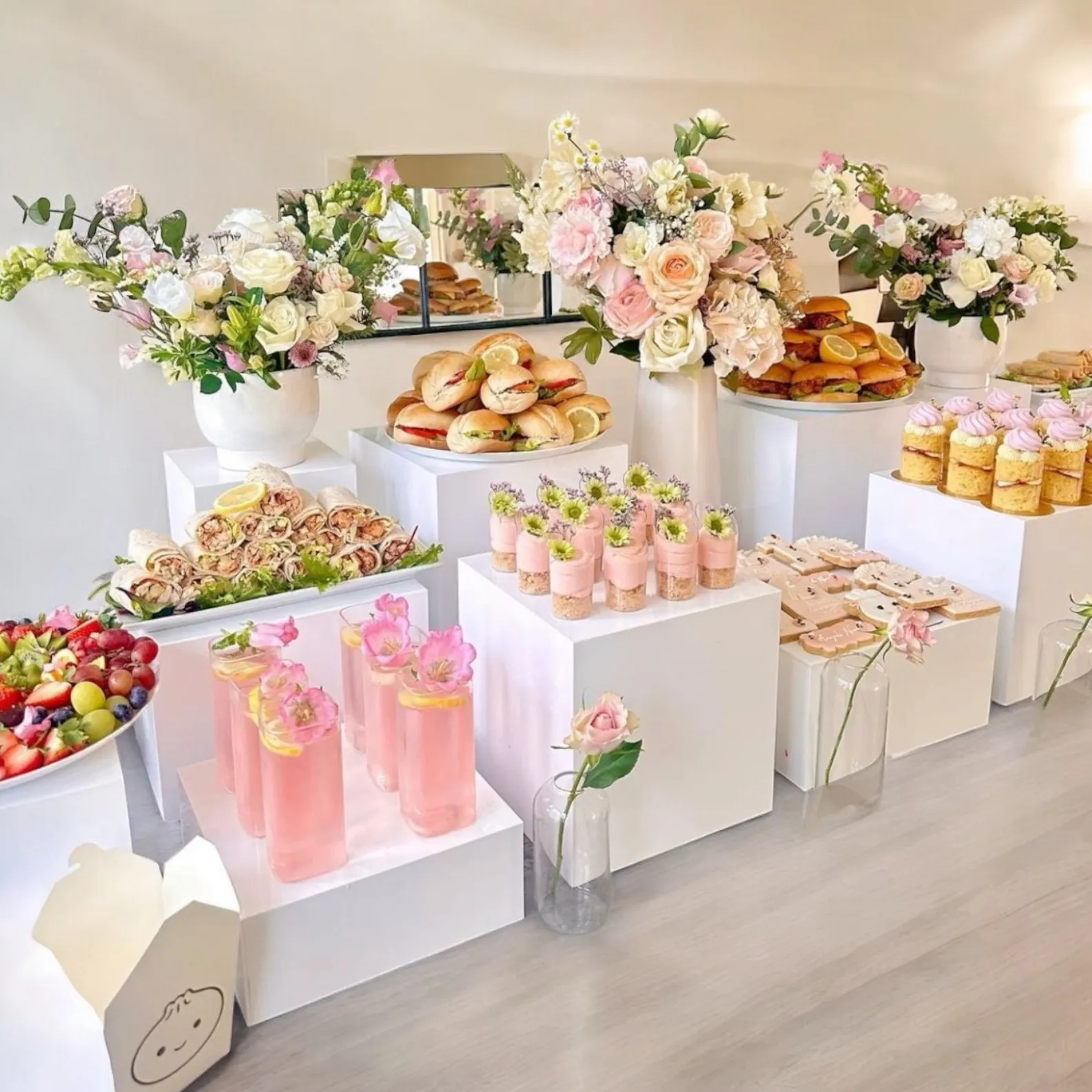 Set of 3 White Acrylic Risers