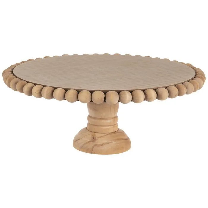 Natural Wooden Beaded Cake Stand