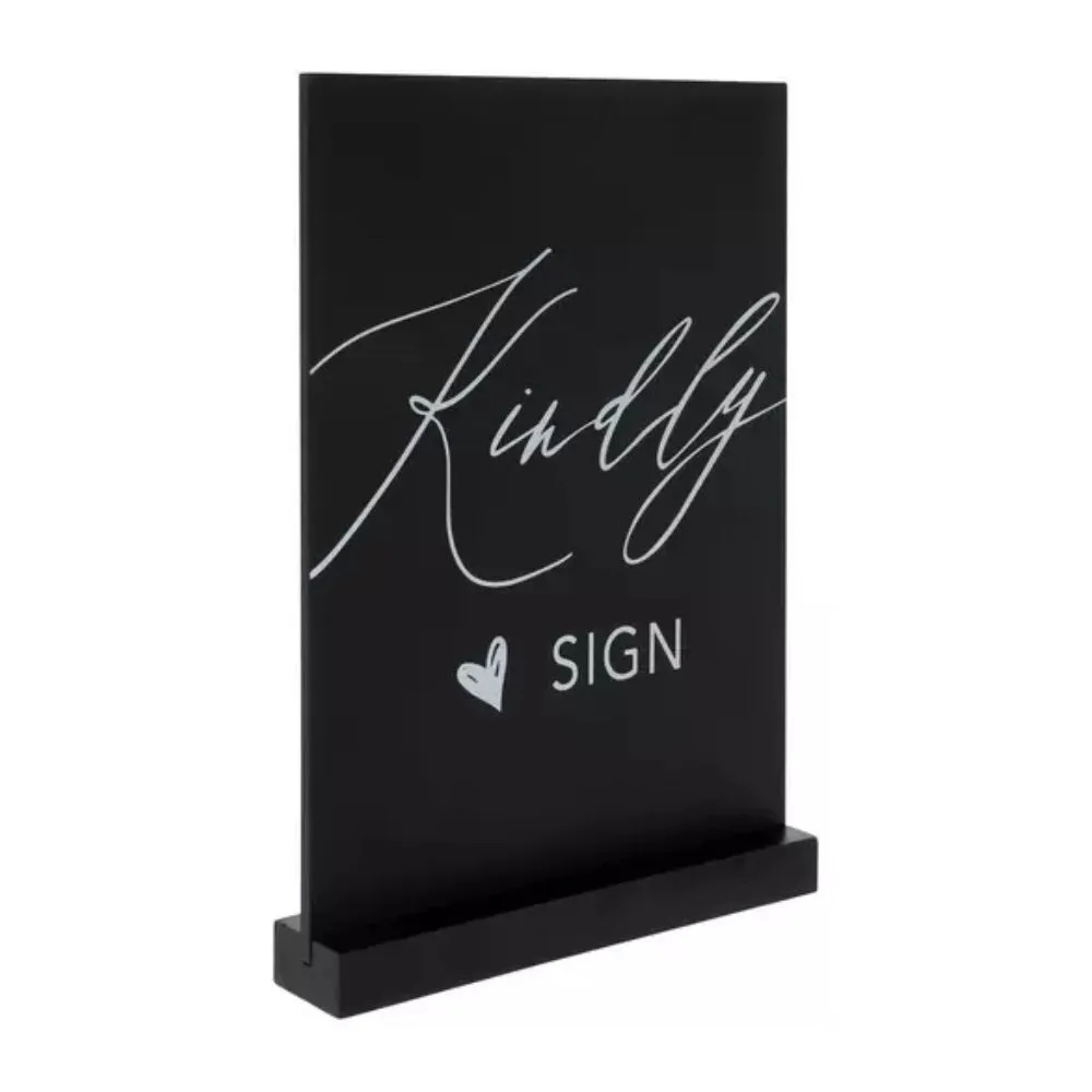 Modern Black Guestbook Sign "Kindly Sign"