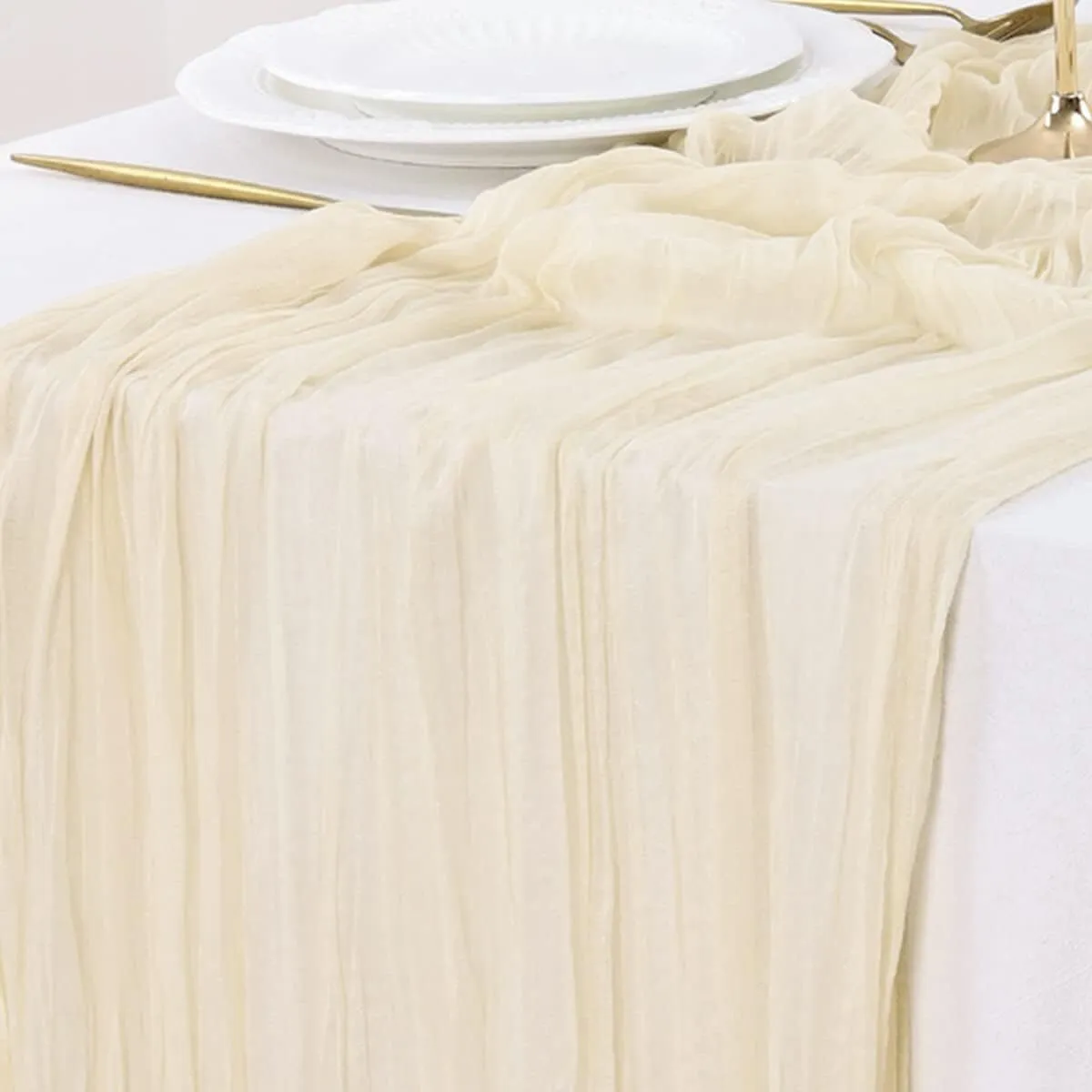 Ivory Cheesecloth Table Runner