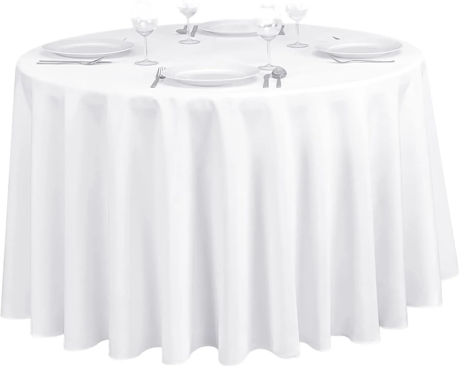 120" Round Tablecloth, White (Floor Length)