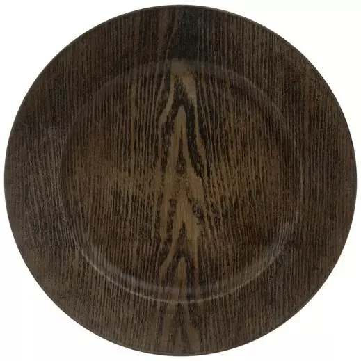 Dark Brown Wood Grain Charger Plate