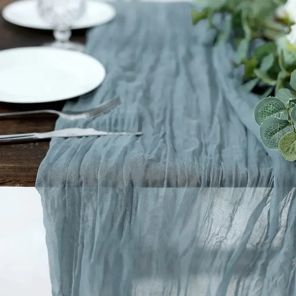 Dusty Blue Cheesecloth Table Runner