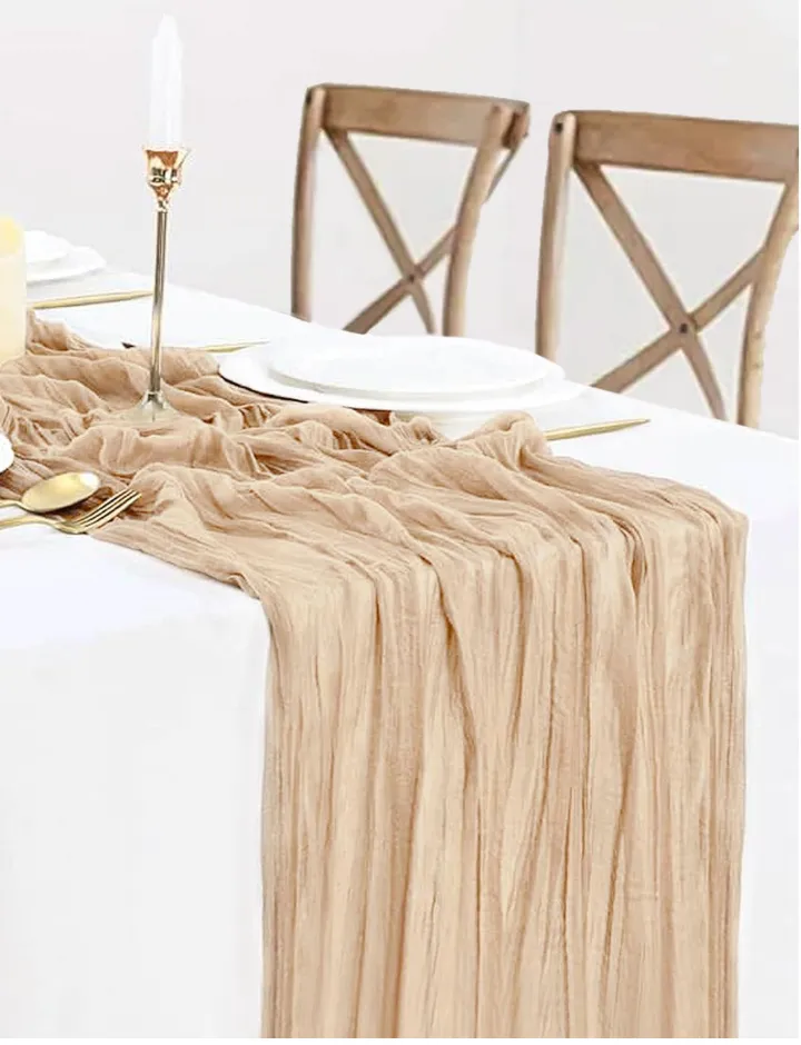 Champagne Cheesecloth Table Runner