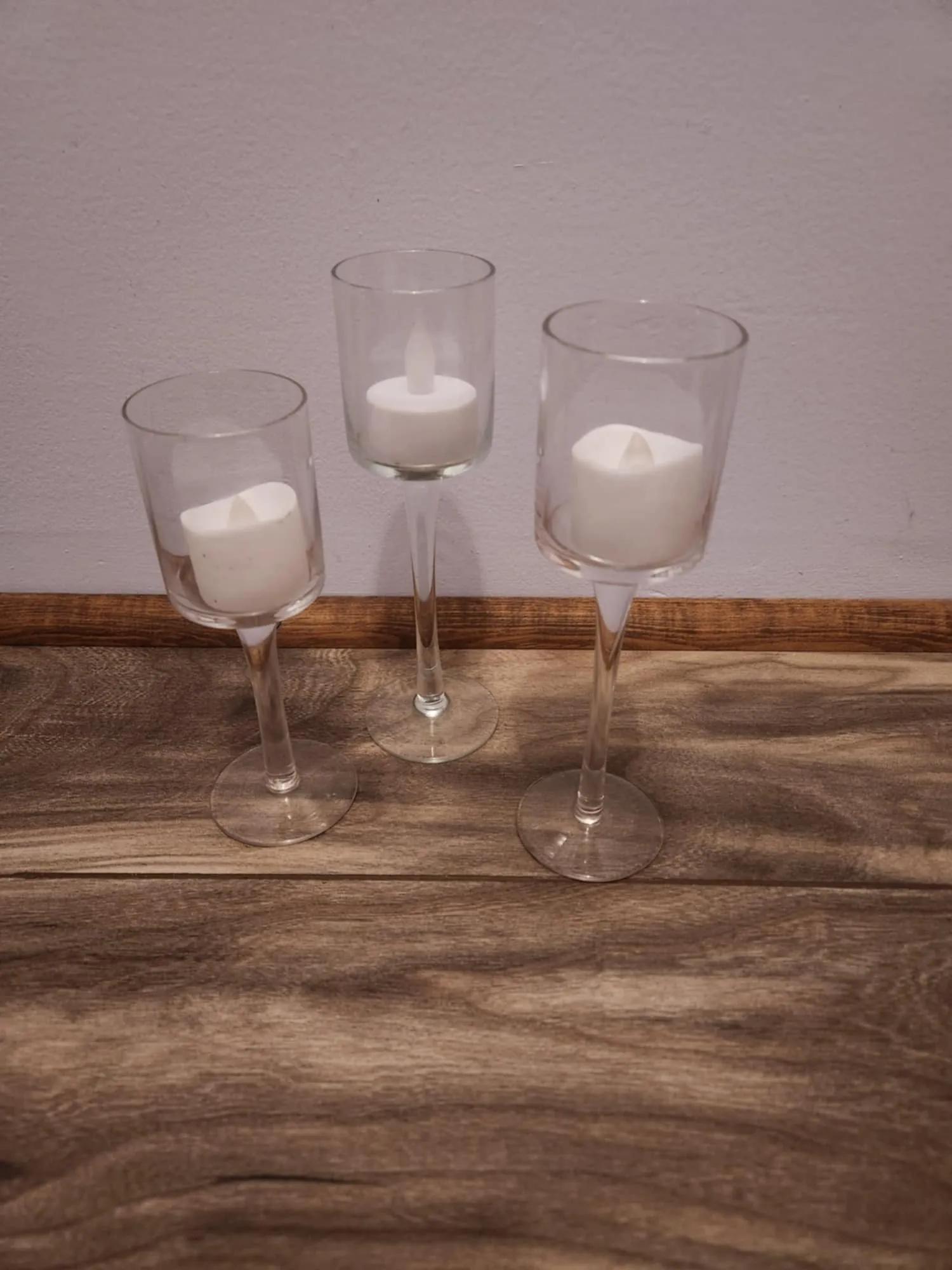 Long Stem Tealight Candle Holders set of 3