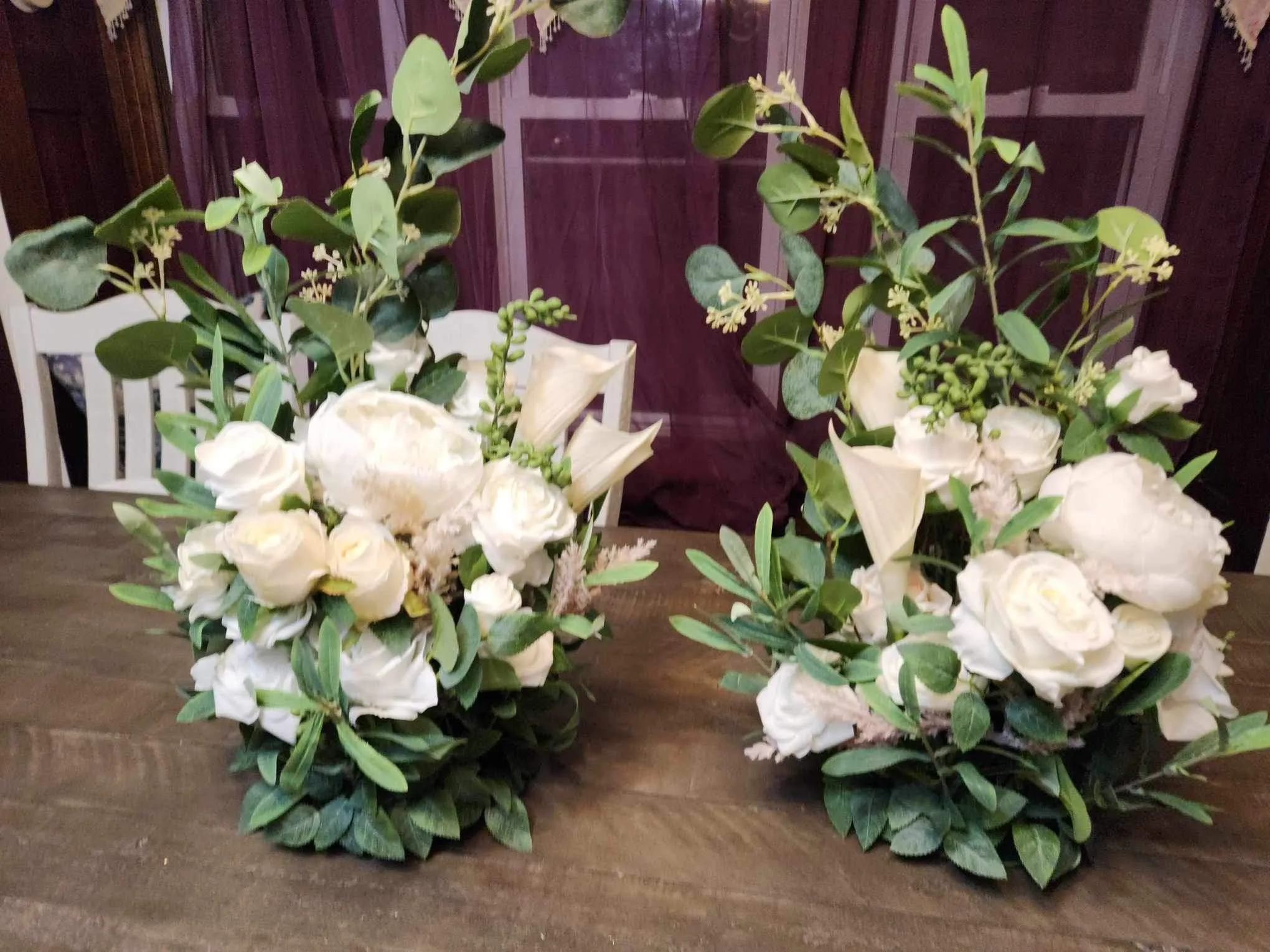 Free Standing Flowers for Wine Barrels or isle Decor Set of 2 