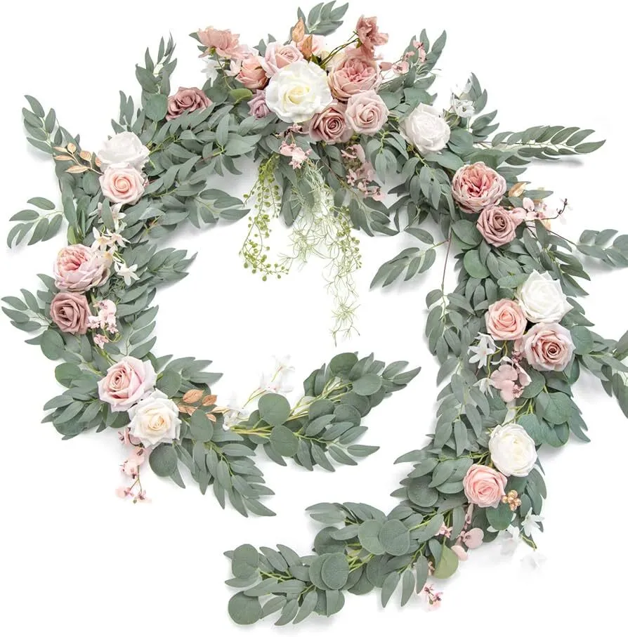 Ling's Moment Dusty Rose and Cream 9 ft garland