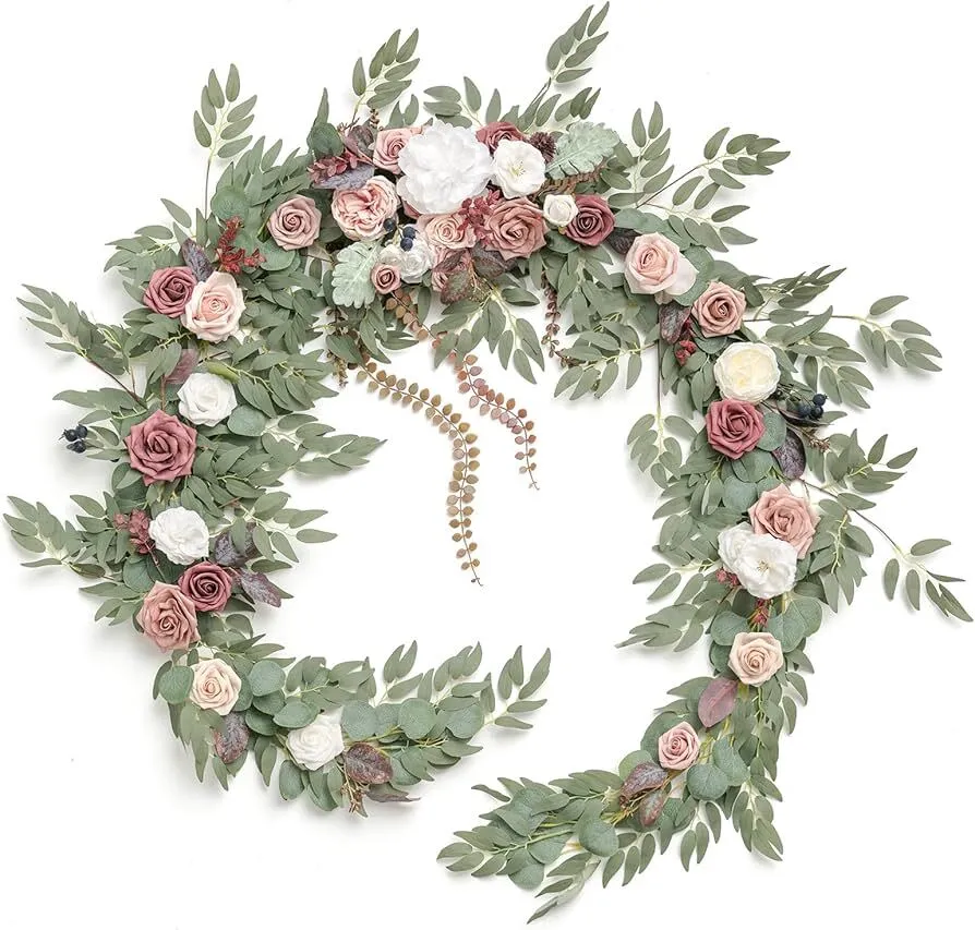 Ling's Moment 9ft garland dusty rose and mauve