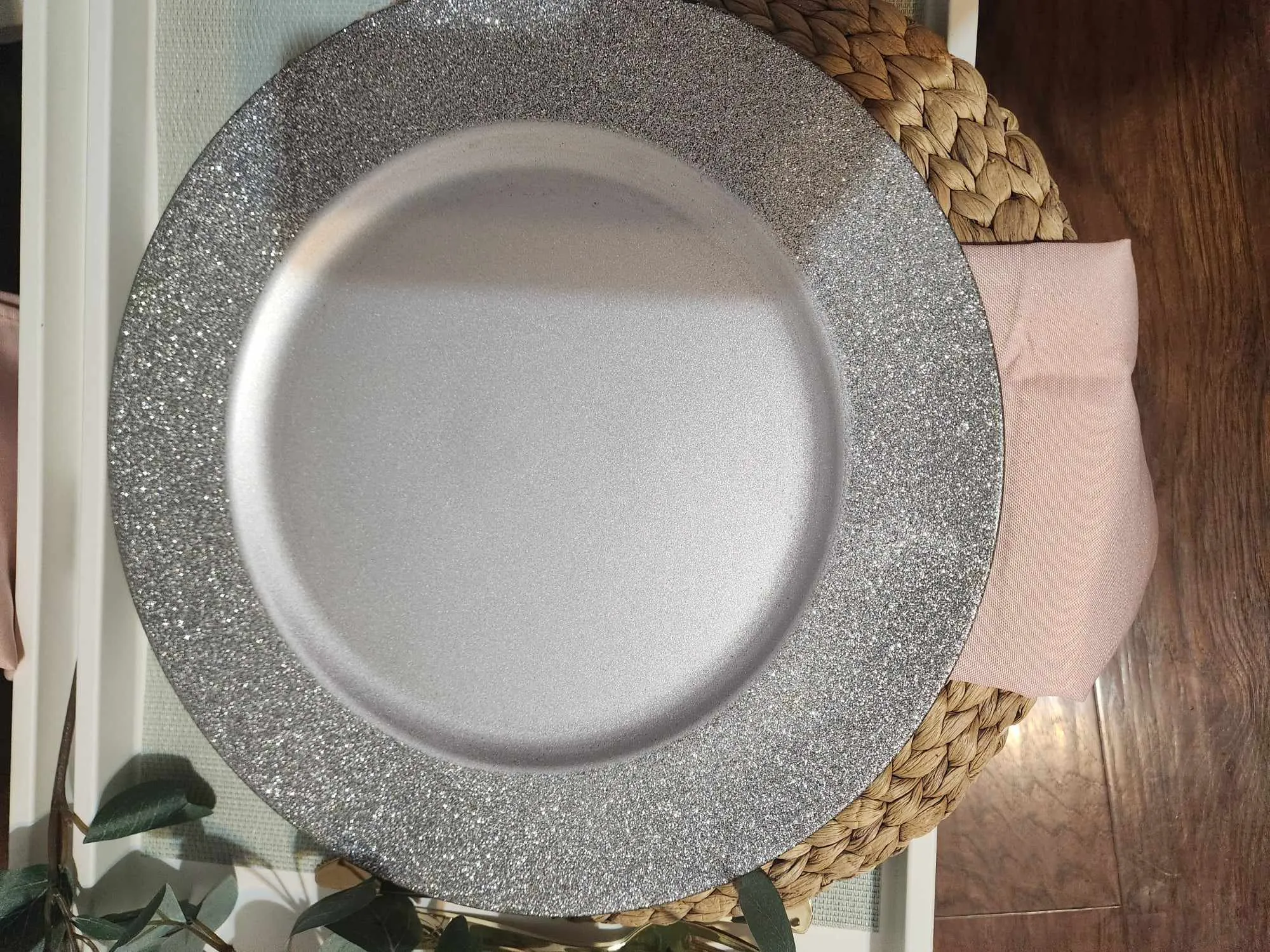 Silver Glittery Charger Plate 