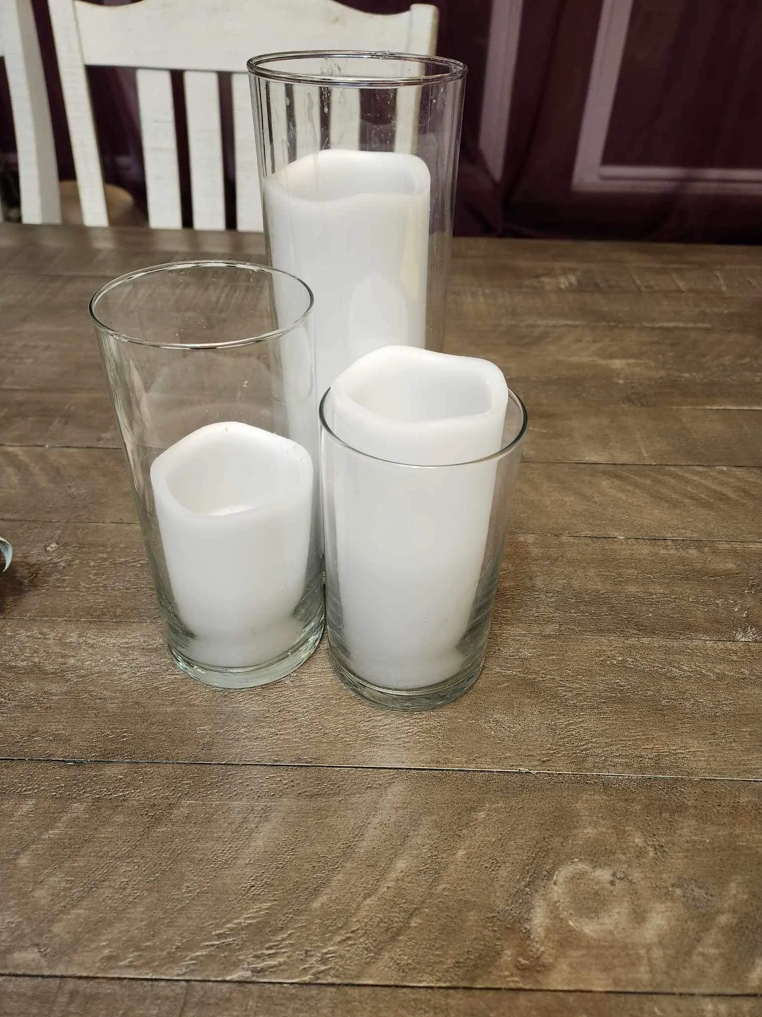 Set of 3 flameless candles with vases 