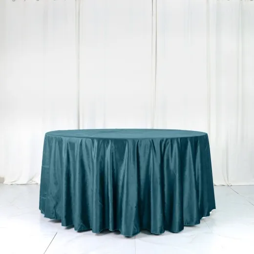Peacock round silk 120 inch table cloths
