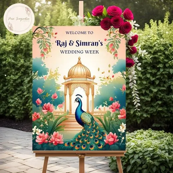 Custom event signage display with branding and directional signs