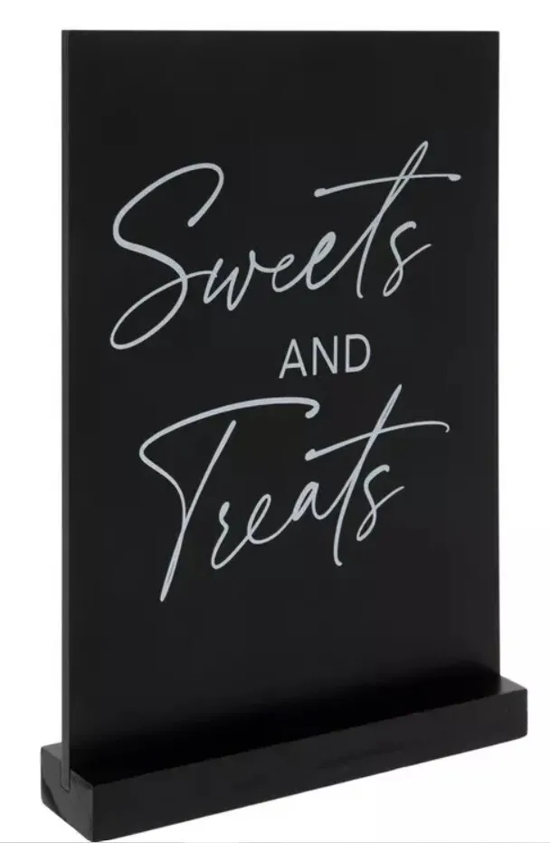 SIGN: black Sweets and Treats stand alone