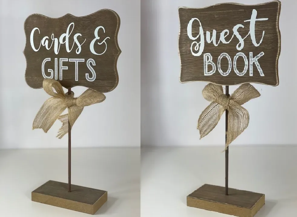 SIGNS BUNDLE: set bundle rustic "cards & gifts" + "Guest book" table top