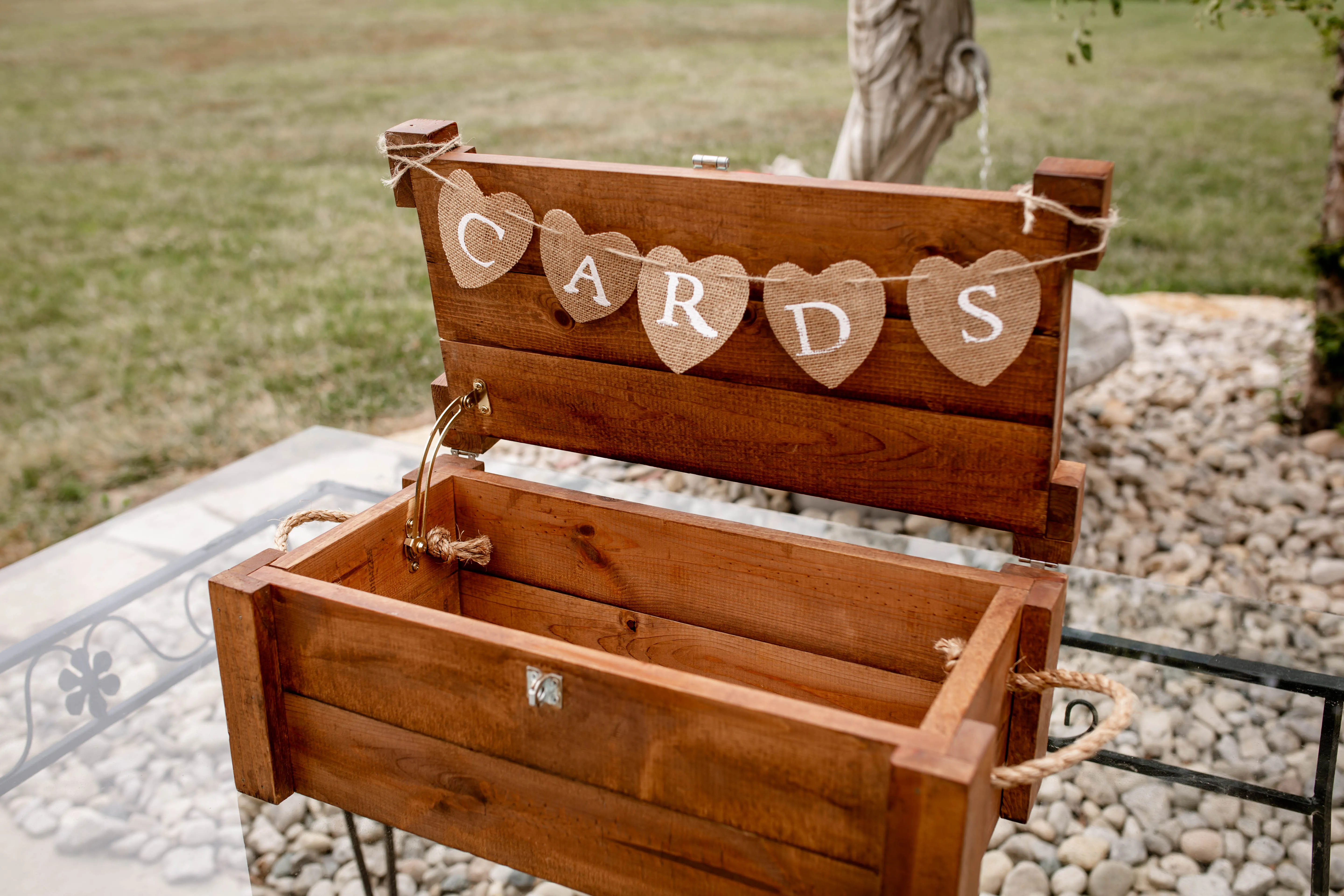 CARD BOX: Large wood box with banner