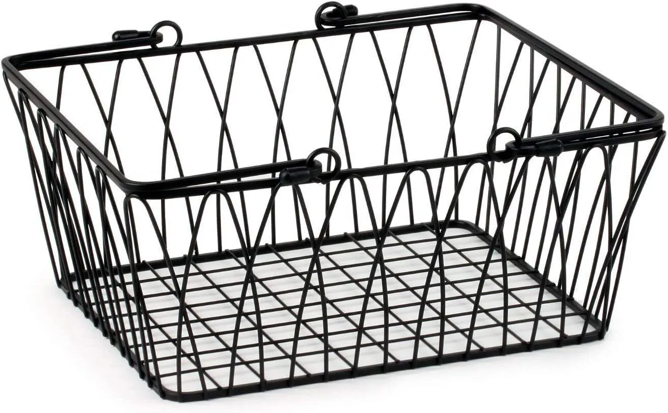 FLOWER GIRL: black metal flower girl basket, CHOOSE SIZE