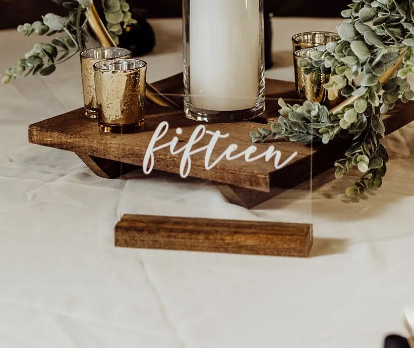TABLE NUMBERS: elegant wood base 1-30 (horizontal)