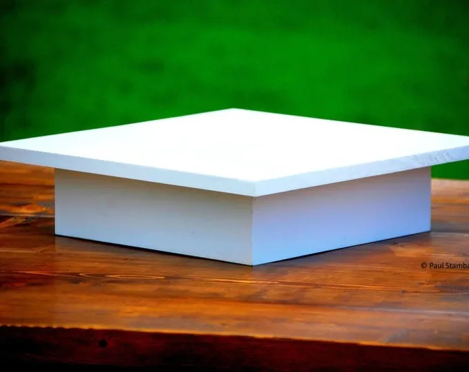 CAKE STAND: 18" white square pedestal [black+white collection]