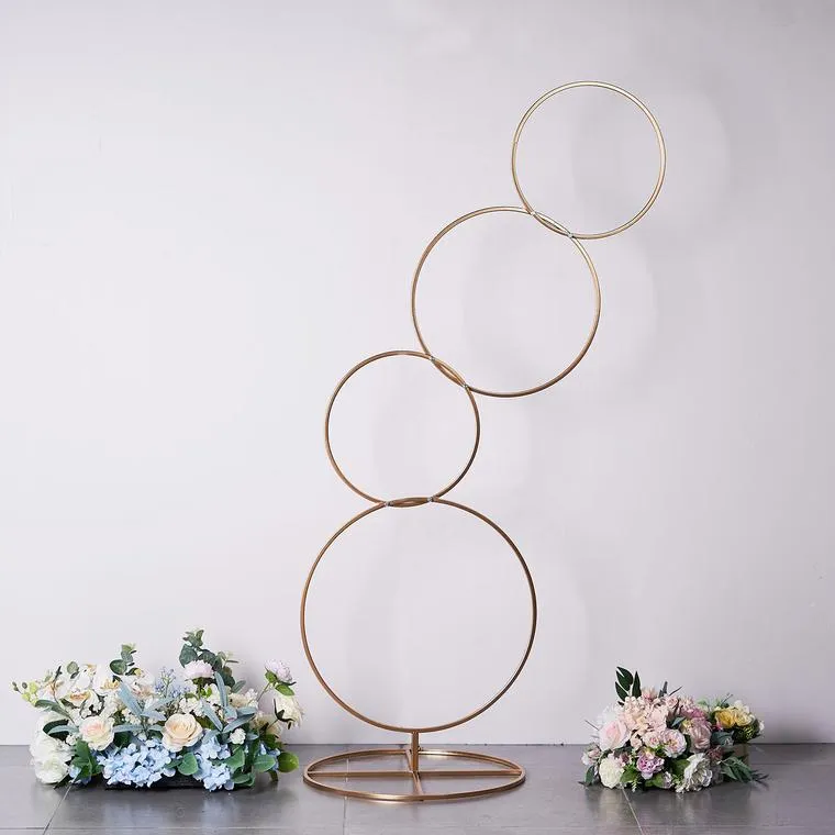 DECOR: 5 foot gold hoop flower stand (set of 2)