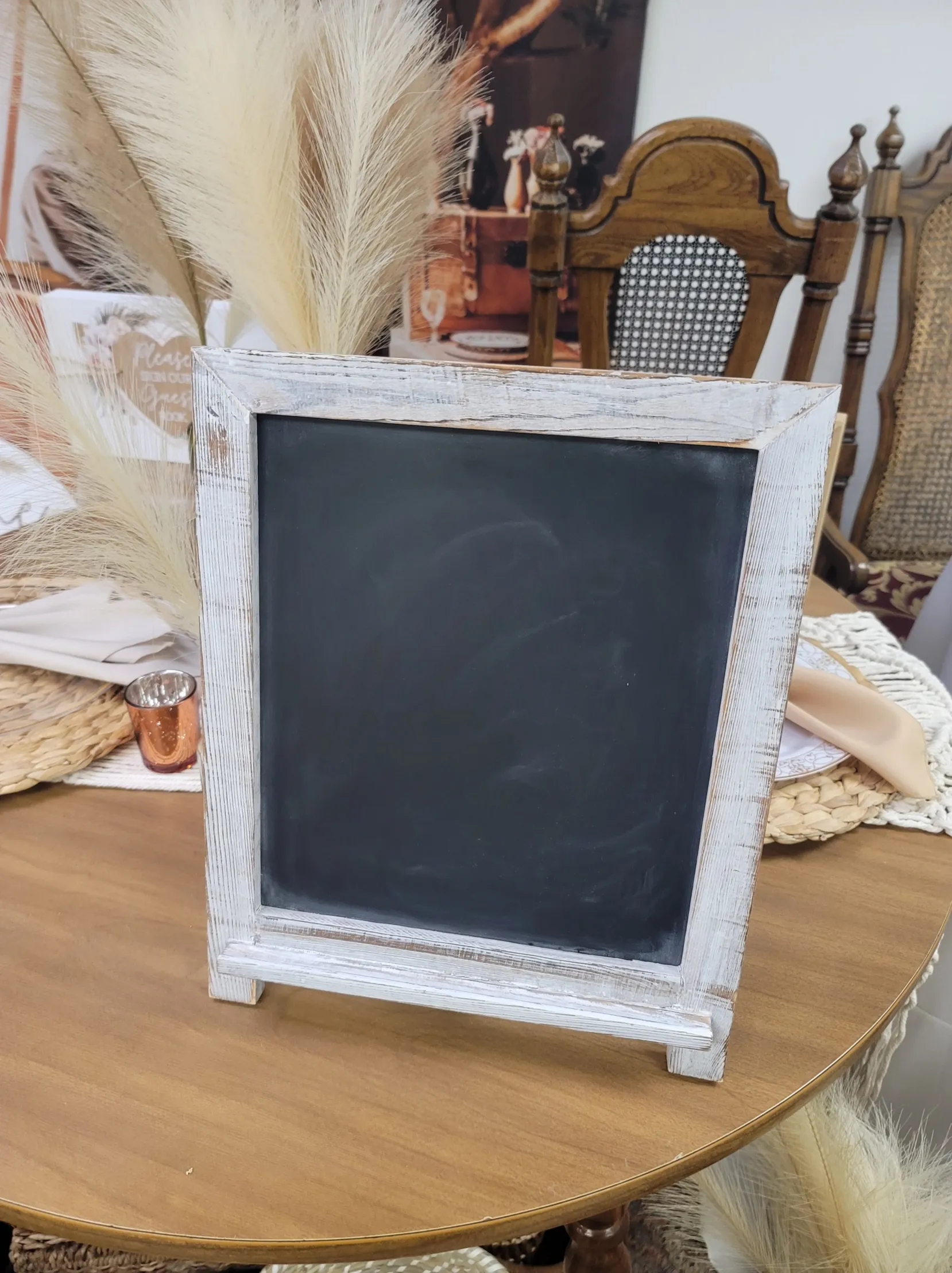 SIGNS: rustic white chalkboard with easel