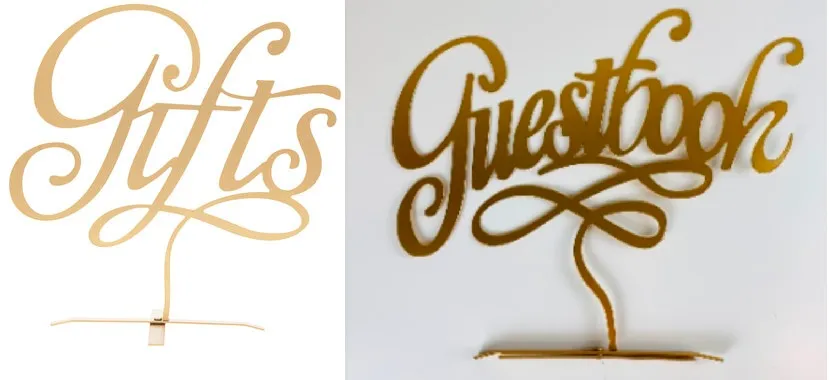 SIGNS BUNDLE: set of gold metal "Gifts" + "Guestbook" bundle