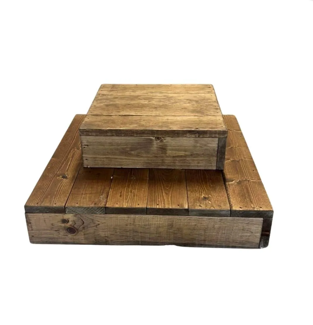 CAKE STAND: 2 tier square wood (max 1)